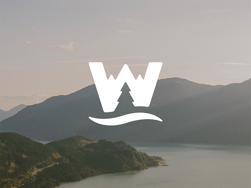 Mountain, Tree, Ocean + W brand brand and identity forest letter logo mark mountains negative space symbol symbol icon w wave