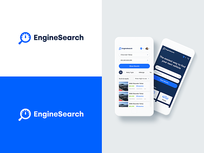 EngineSearch Branding auto branding cars design icon listings logo search search logo symbol used car