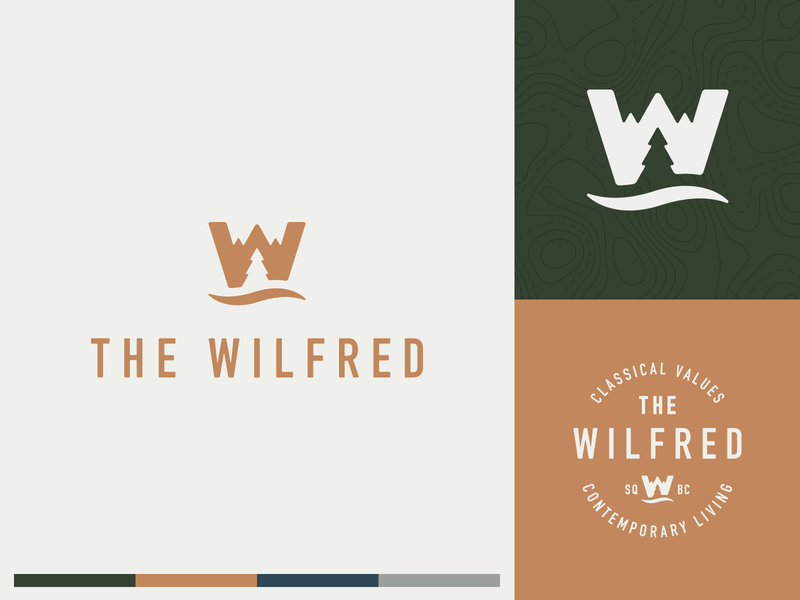 The Wilfred Branding branding icon illustration logo mark mountains negative space negative space logo ocean symbol trees typography