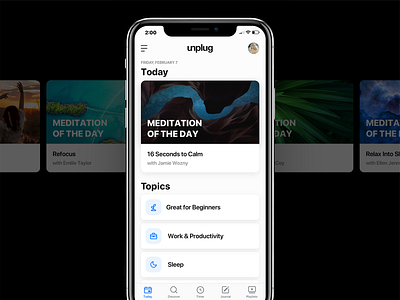 Unplug - Home Screen Update app app design apple clean icons meditation meditation app minimal ui ui design