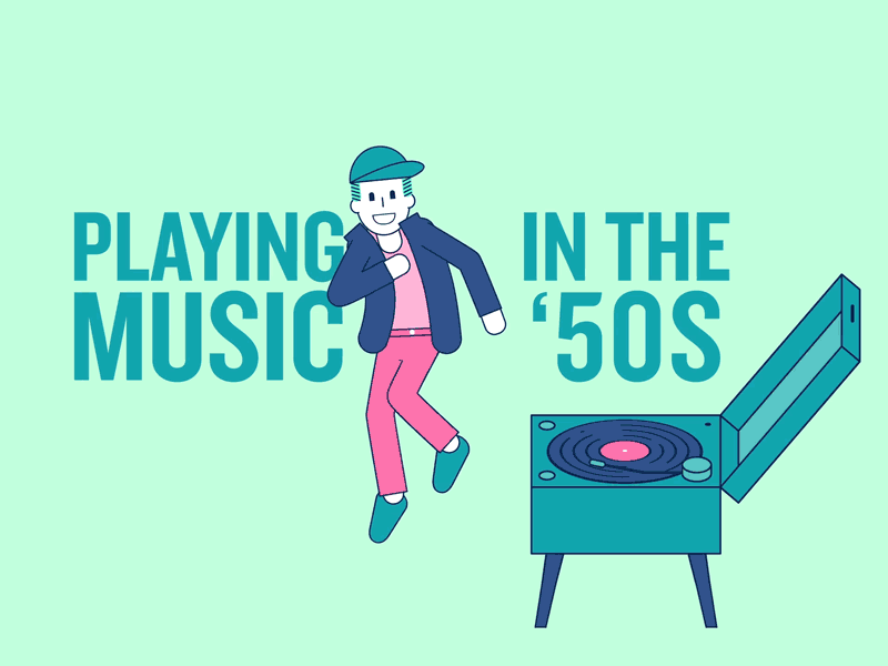 Playing Music In The '50s 2d touchtunes 50s animation cd character design disc graphic jukebox motion music record