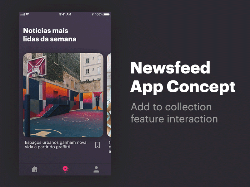 Newsfeed App - Add to collection Interaction animation app flinto interaction mobile motion product ui ux