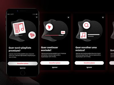 Superplayer App - Feature block screens app branding dark design icon illustration interaction ios mobile music player product ui ux vector