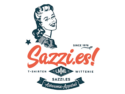 Sazzi.es fashion brand logo 60s design fashion flat funky logo retro sixties swirl webshop
