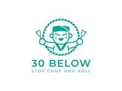 30 Below asian character chef ice cream logo roll spatula