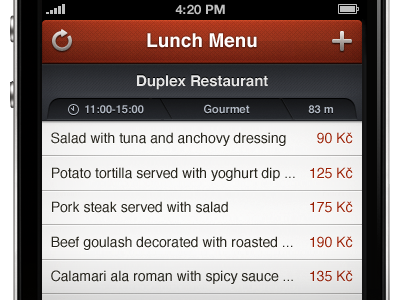 Lunch Menu - iPhone App
