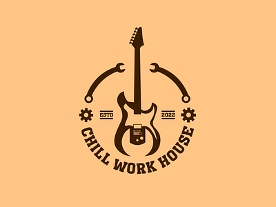 Retro Guitar Logo adobe illustrator band design garage graphic design guitar illustration logo modern retro steampunk stylish ui vector workshop