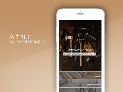 Arthur- Home service app app arthur design find professionals homepage ios minimal mobile mockup photoshop search service