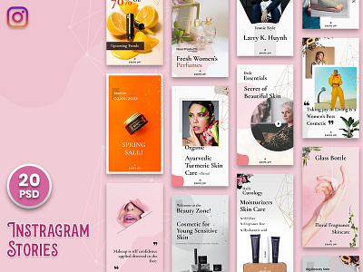 Beauty Cosmetic Instagram Stories-V01 banner beauty cosmetics fashion feeds instagram instastories mockup poster products socialmedia stories