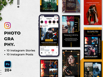 Photography Instagram Stories Posts banner feeds instagram instastories minimal mockup photographer photography poster products stories videos