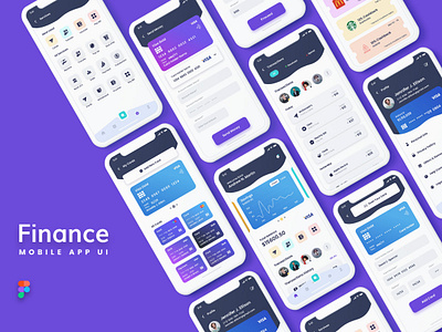 Finance Mobile App UI Kit adobexd android app figma ios mobile mobileapp online sketch uikit