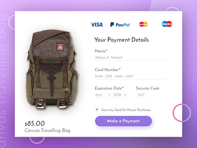 Credit Card Checkout Form checkout creditcard ecommerce form payment purchase shop ui design web design