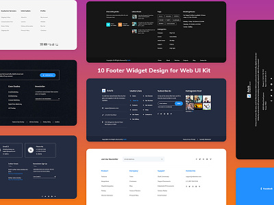 10 Footer Widget Design for Web-UI Kit contact elements footer landingpage leadgeneration psdtemplate uicomponents uidesign uikit webdesign website widgets