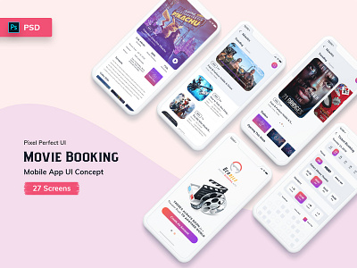 Ocodile-Movie Booking Mobile App UI Kit Light