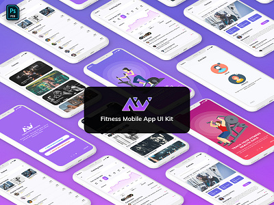 Amerivex-Fitness Mobile App Template UI Kit Light Version analyze android app darkversion fitness gym ios mobileapp statistics uidesign uikit workout