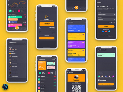 Finance Mobile App Template UI Kit Dark Version analyze android app darkversion dashboard finance ios management mobileapp statistics uidesign uikit