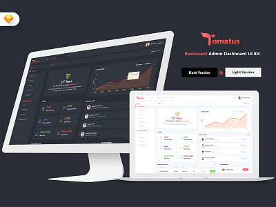 Tomatus-Restaurant Admin Dashboard UI Kit (SKETCH) admin admindashboard dashboard hotel management market restaurant sales ui uidesign uikit webapp