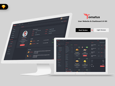 Tomatus-Restaurant User Website & Dashboard UI (SKETCH) admin admindashboard dashboard hotel management market restaurant sales ui uidesign uikit webapp