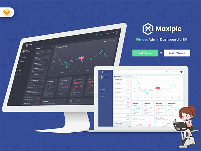 Maxiple - Fitness Admin Dashboard UI Kit (SKETCH) admin admindashboard dashboard fitness gym market material sales ui uidesign uikit webapp