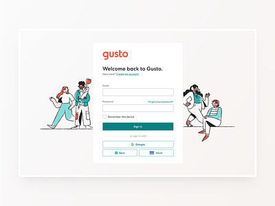 Sign-in redesign account authentication clean form gusto hr illustration log in login people sign in sign up sign-in sign-up ui welcome