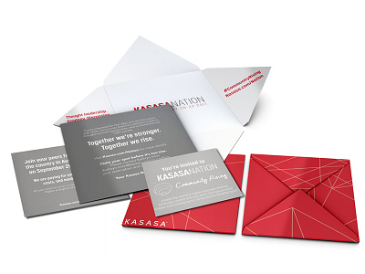Kasasa Nation 2017 Print Invitation conference design fancy grey invitation kasasa red square