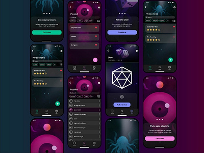 Role Playing Game App app chtullhu design graphic design illustration ui uidesign ux uxdesign