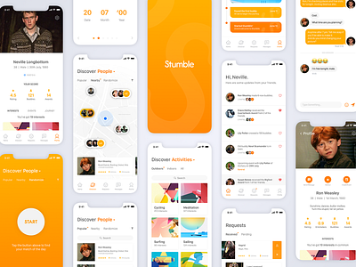 Stumble - Find people like yourself. activity app app concept chat design discover finder flat illustration maps messaging player ui ui ux ui ux design ux ux design