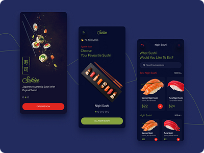 Sushiee - Sushi Restaurant Apps UX/UI android app apps clean design food interfacedeagin ios mobileapp nigiri restaurant rice salmon sashimi shushi tuna ui ux uxui wasabi