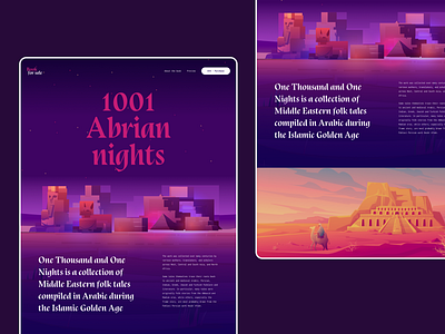 1001 Arabian nights background color color palette concept creative cta daily ui dailyui dark mode graphic grid hero header illustraion layout minimal night responsive typography userinterface webdesign
