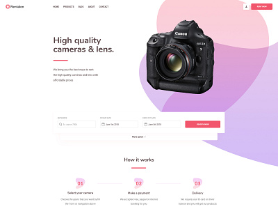 Camera for rent - Hero Header banner color colour concept creative ecommerce graphic desgin hero header illustration layout typo ui ux