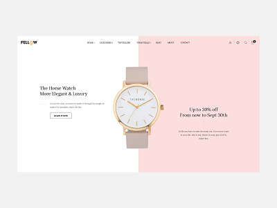 Watch store - Hero header creative ecommerce hero header layout minimal neutral prestashop split screen typo ui ux