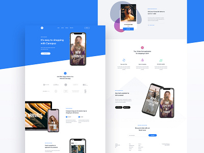 Canopus Application - Landing page banner clean concept creative hero header landing page layout minimal shadow typo typography ui