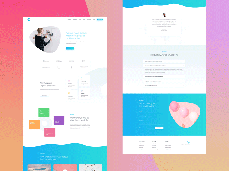 Agency animation clean color colour concept creative form gradient hero header layout minimal splitscreen typo typography ui