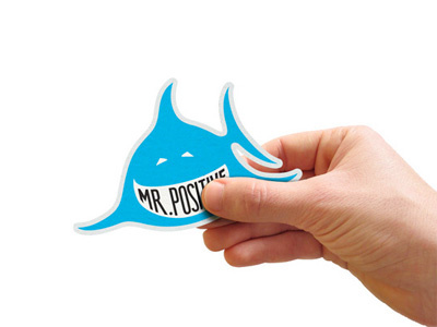 Mr. Positive blue brand branding business card design studio graphic design identity logo logotype shark