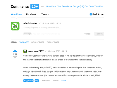 WordPress comments section concept clean comments concept development rating white wordpress