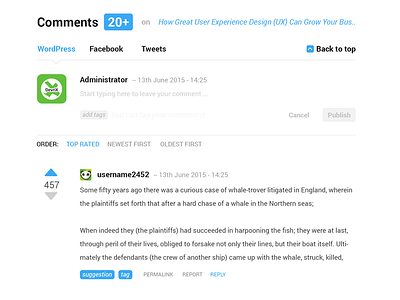 WordPress comments section concept