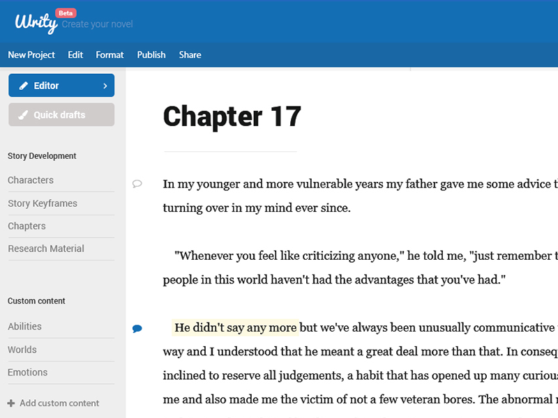 Writy - Concept for book writing web app by DevriX on Dribbble