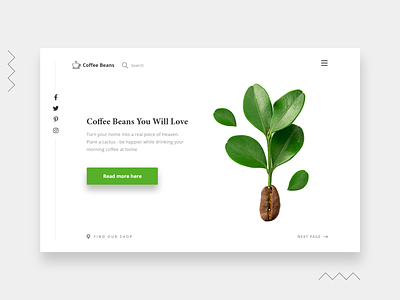 Coffee Beans coffee contrast design green landing page minimal typography ui ux white