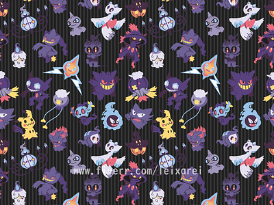 GHOST POKEMON SEAMLESS PATTERN digital art fabric pattern graphic design illustration pokemon seamless pattern textile pattern wallpaper