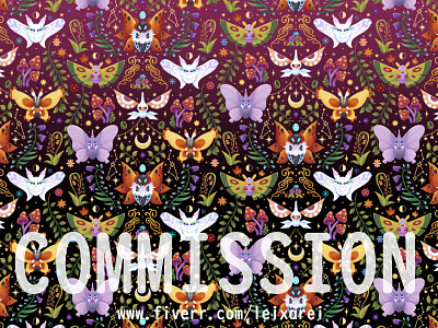 Moth Pokemon :) digital art fabric pattern graphic design illustration seamless pattern textile pattern wallpaper