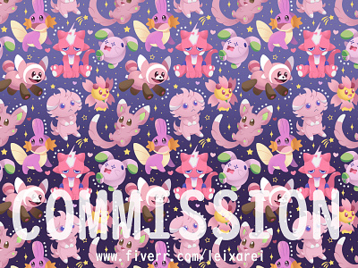 Pink Pokemon seamless pattern :) cherrim digital art espurr fabric pattern graphic design illustration minccino mudkip pokemon seamless pattern stufful textile pattern toxel whismur