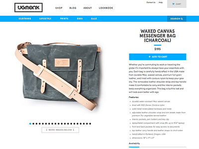 Waxed Canvas Messenger Bags bag e commerce ecommerce leather product shop ugmonk web design