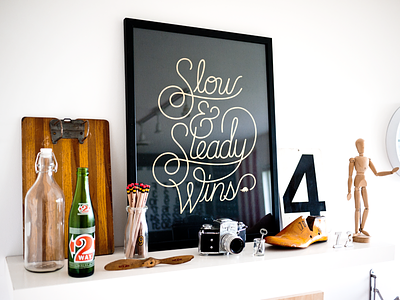 Slow & Steady Wins gold metallic poster print screenprinted slow and steady ugmonk