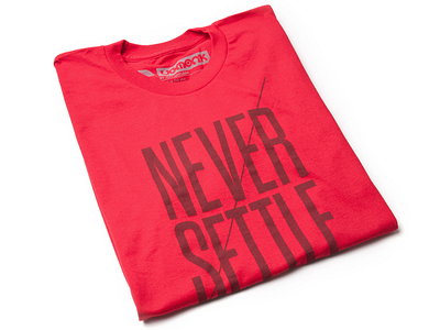 Never Settle clothing product photography tshirt ugmonk