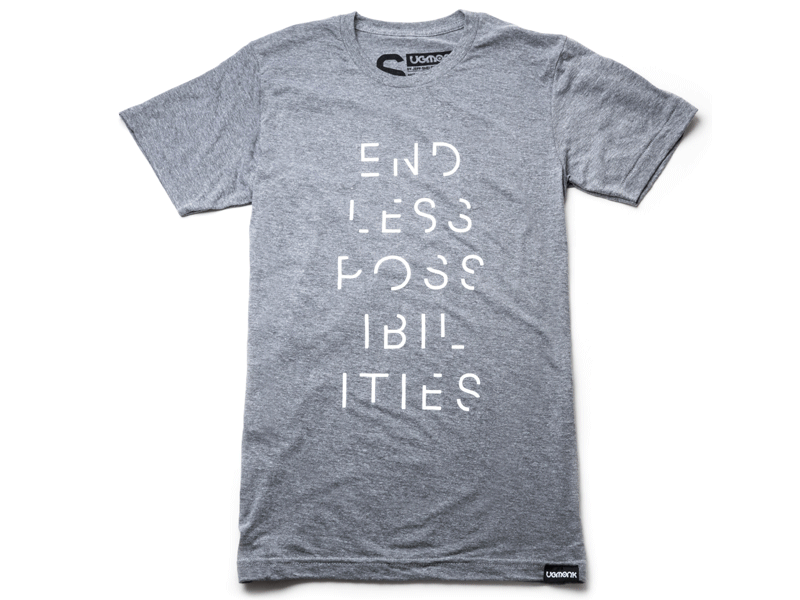 Endless Possibilities apparel charity clothing foil letterpress print silver tee tshirt typography ugmonk