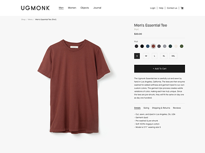 New Ugmonk - product page ecommerce fashion minimal product product page shop tee website