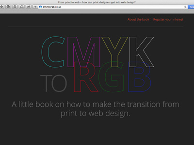 CMYK to RGB Book website book coming soon css3 design launch signup typography web design website