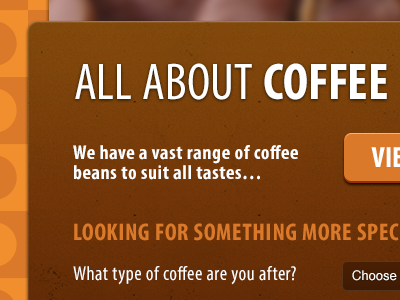 Redesign of an existing Coffee e-commerce site buttons coffee css3 design e-commerce ecommerce gradient myriad pro re-design typekit webdesign website