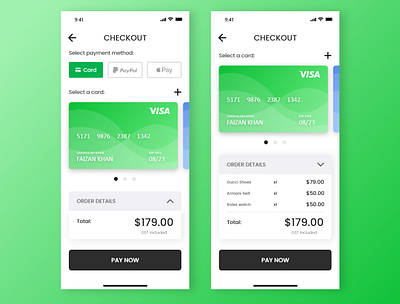 Credit card app design ui