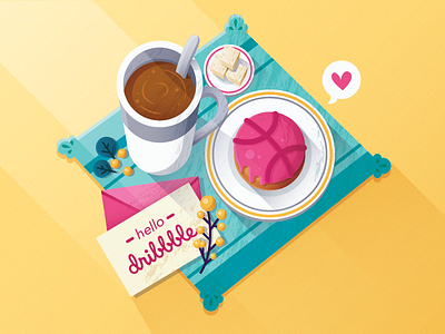 Hello Dribbble cake cookie debut letter